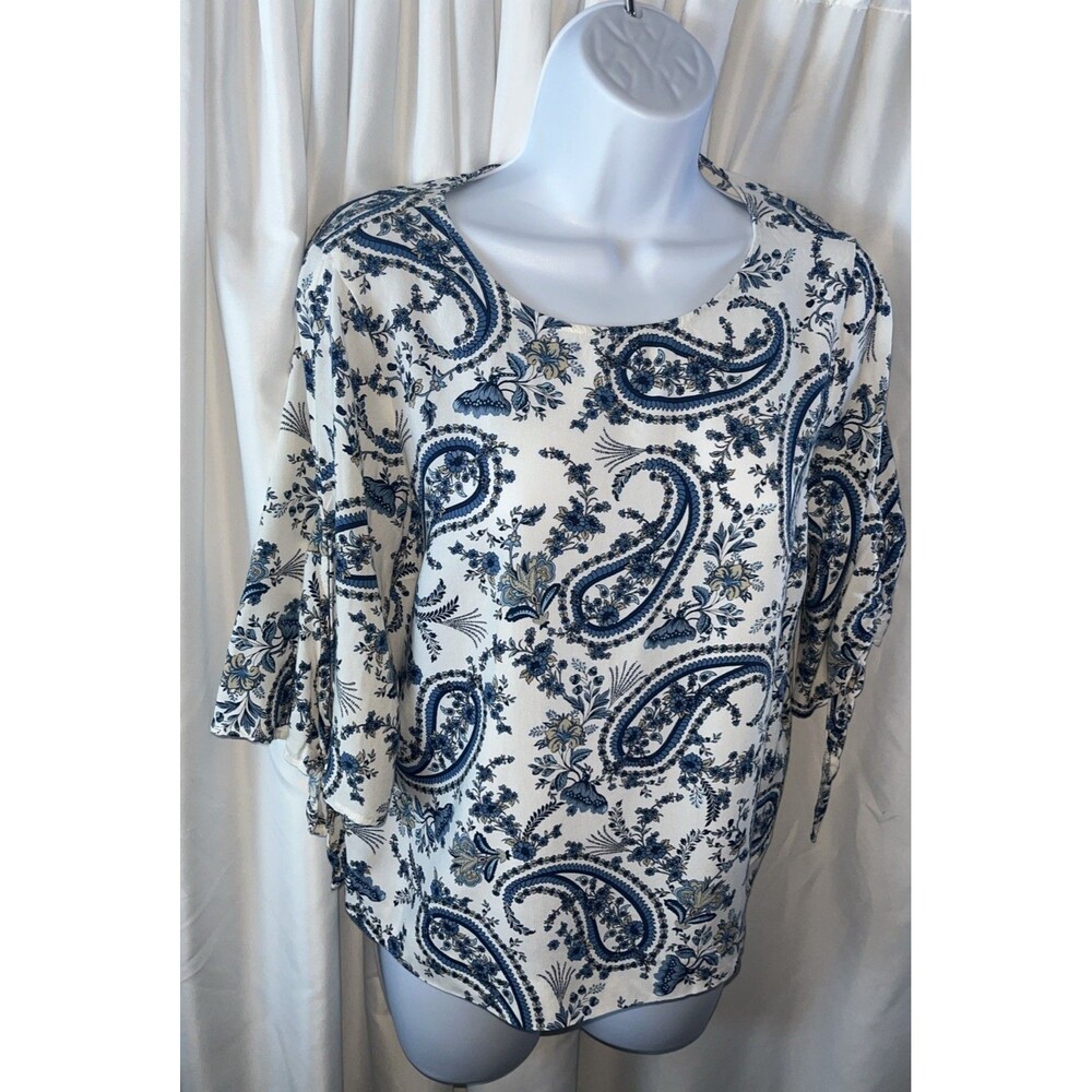 H &M Women’s Floral Paisley Blouse Size 6 Relax Fit Casual Carrer Boho